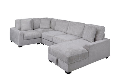 Gray Comfort Curve Sectional with Storage Chaise