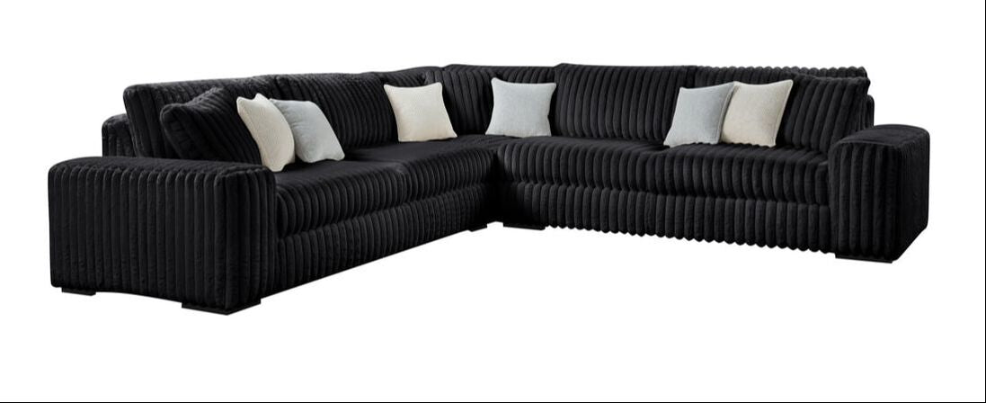 Black Oversized Marshmellow Sectional with Wedge