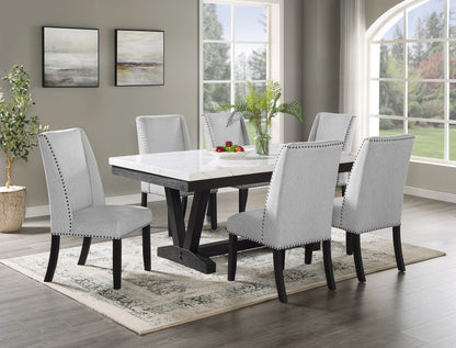 5pc TBL/WING CHAIRS,BENCH fuax marable