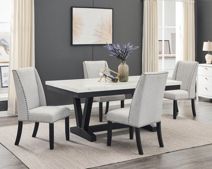 5pc TBL/WING CHAIRS,BENCH fuax marable