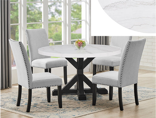 5 pcs ROUND MARBLE DINING GROUP