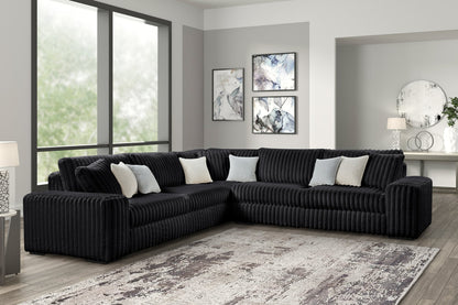 Black Oversized Marshmellow Sectional with Wedge