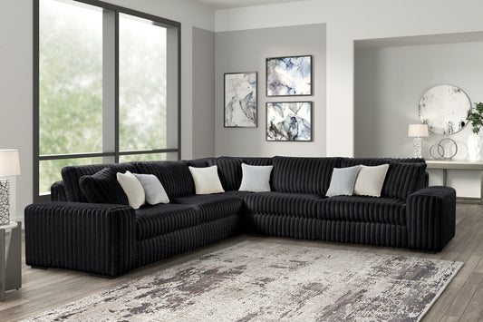 Black Oversized Marshmellow Sectional with Wedge