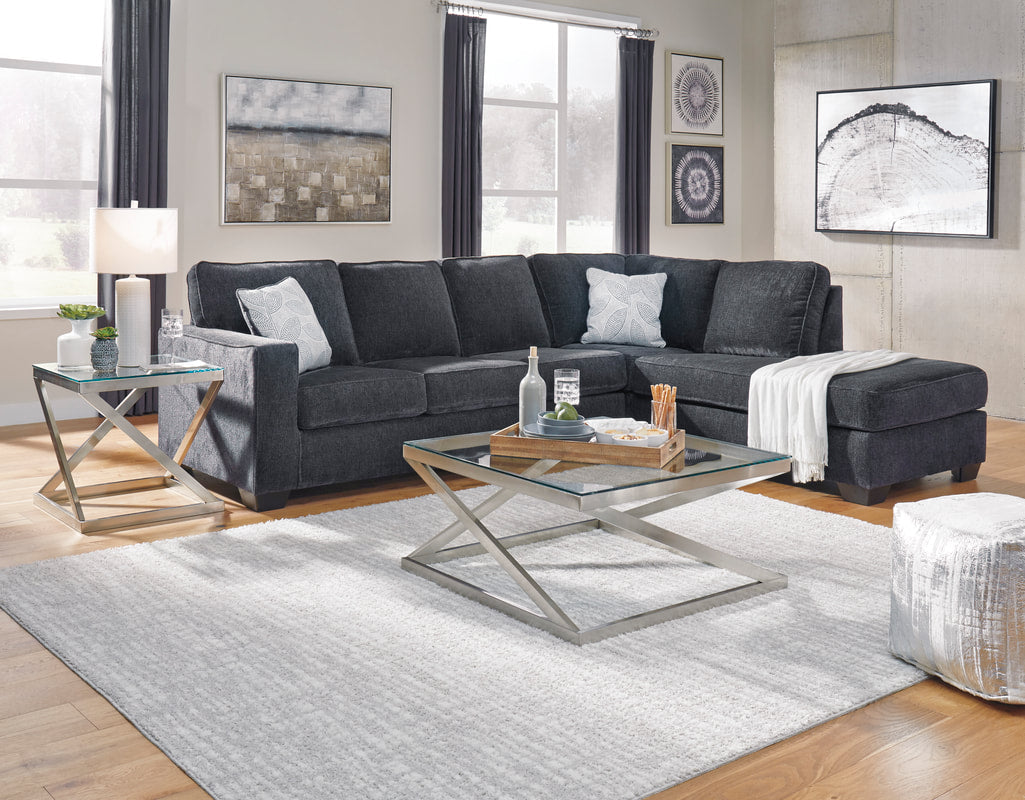 Slate Gray Fabric Sectional with Chaise