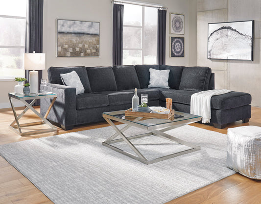 Slate Gray Fabric Sectional with Chaise