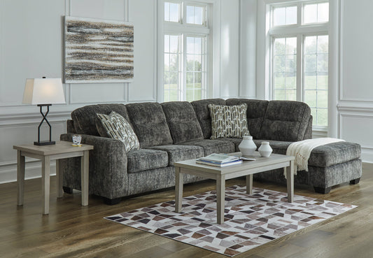 Gunmetal Plush Fabric Sectional with Chaise