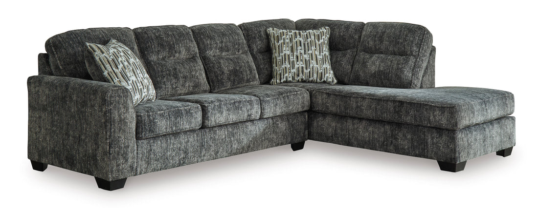 Gunmetal Plush Fabric Sectional with Chaise