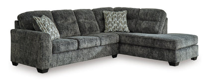 Gunmetal Plush Fabric Sectional with Chaise