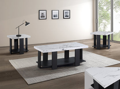 BORIS 3PC COFFEE TABLE SET-FAUX MARBLE