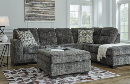 Gunmetal Plush Fabric Sectional with Chaise