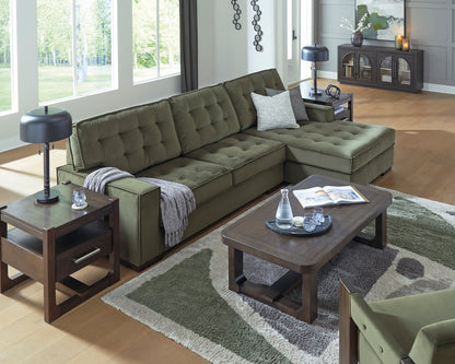 Olive Tufted Fabric Sectional with Chaise