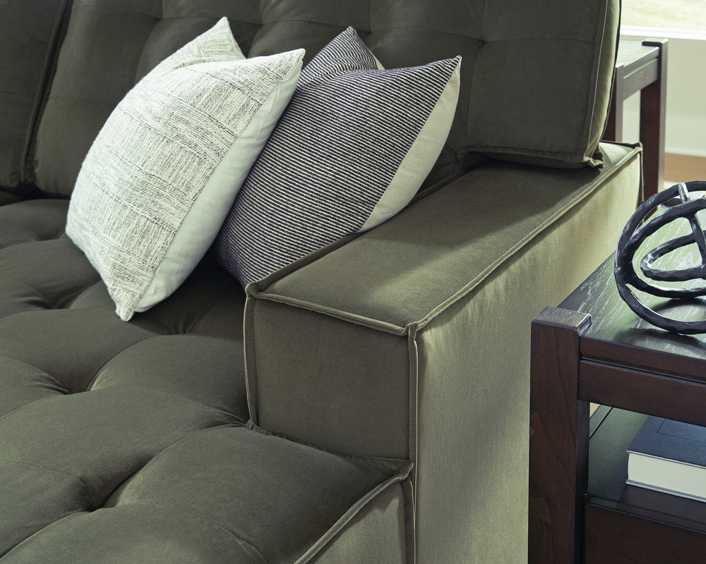 Olive Tufted Fabric Sectional with Chaise