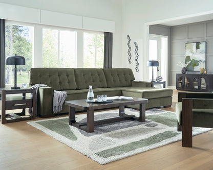 Olive Tufted Fabric Sectional with Chaise