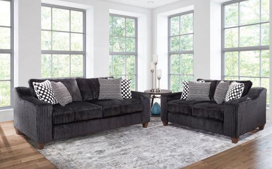 Black sofa and love seat chanel frabic