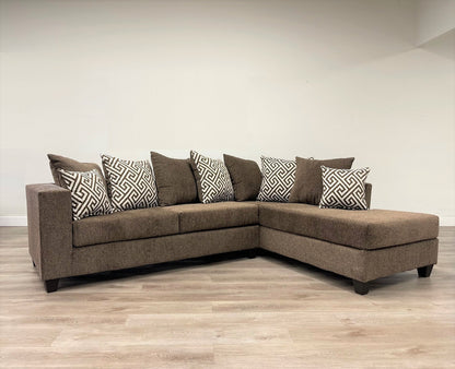 Mocha Fabric Sectional with Chaise