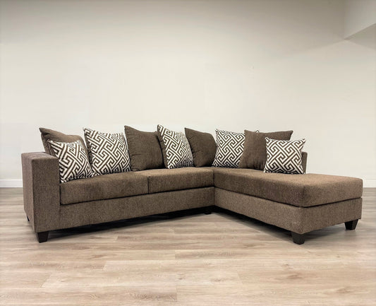 Mocha Fabric Sectional with Chaise