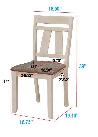 6P W/BENCH CHALK WARMGREY dinng table