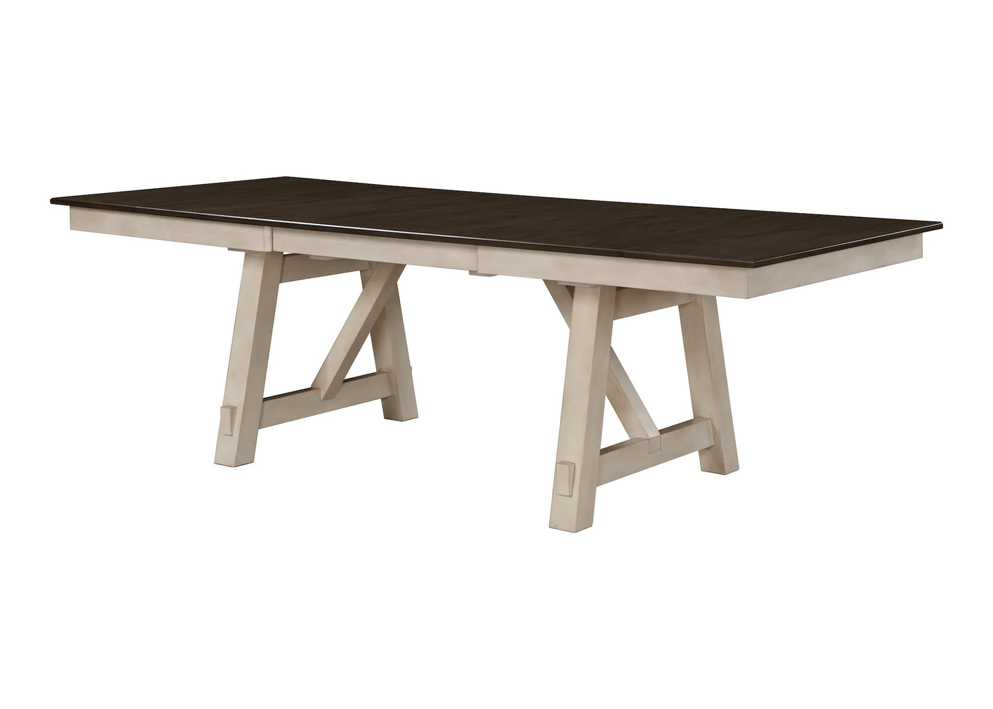 6P W/BENCH CHALK WARMGREY dinng table