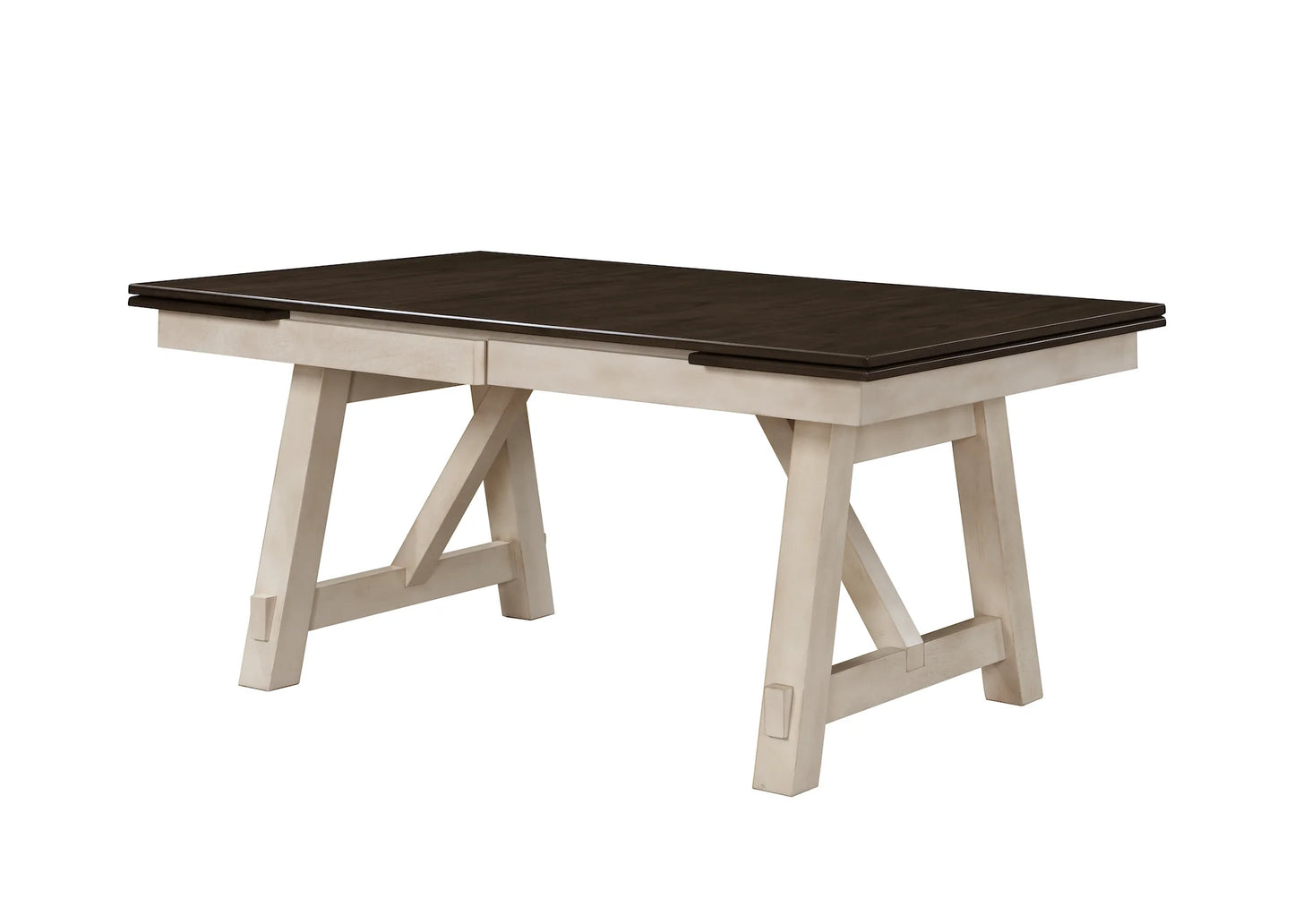 6P W/BENCH CHALK WARMGREY dinng table