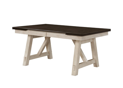 6P W/BENCH CHALK WARMGREY dinng table