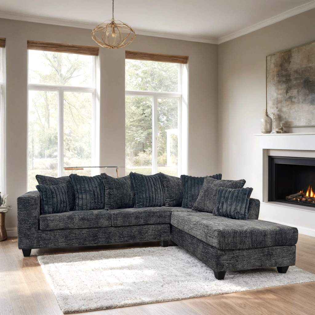 Charcoal Cloud Comfort Sectional with Chaise