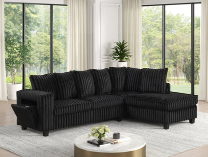 Onyx Lounge Corduroy Sectional with Smart Arm Console