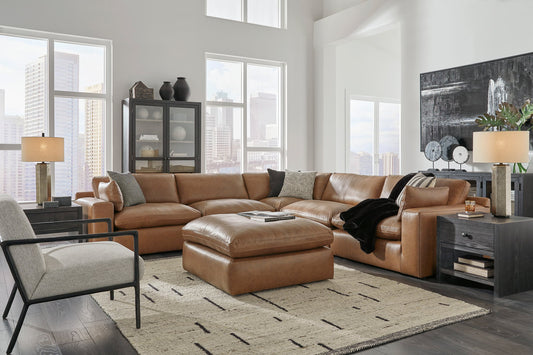Ashford Genuine Leather Corner Sectional (Caramel)