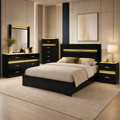 Obsidian Summer Gloss | 5-Piece Bedroom Set | Queen
