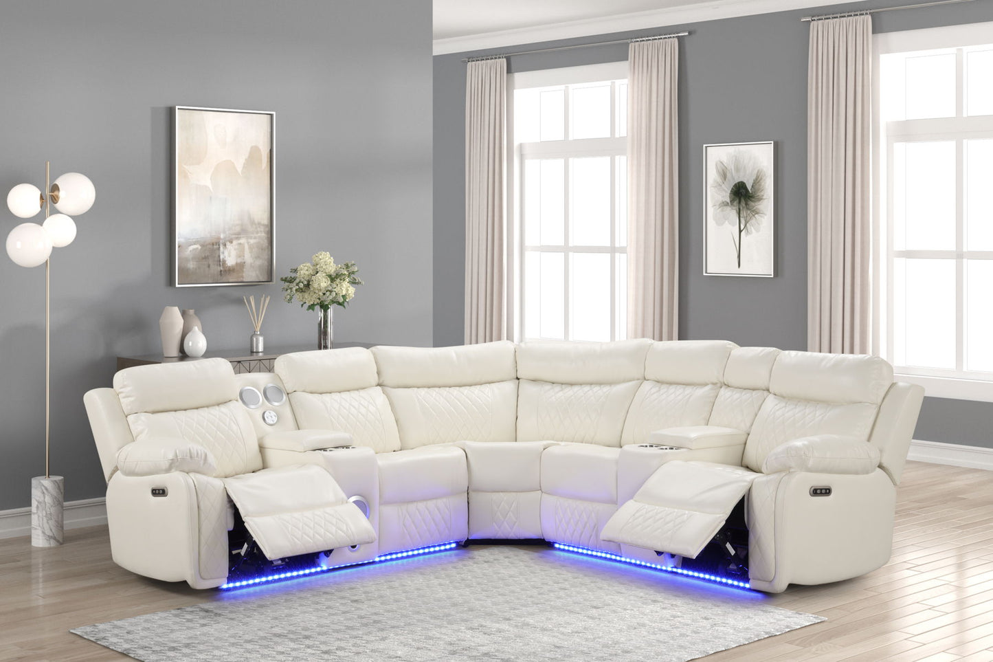 LED Sectional/w Bluetooth speaker and charger port  -s1