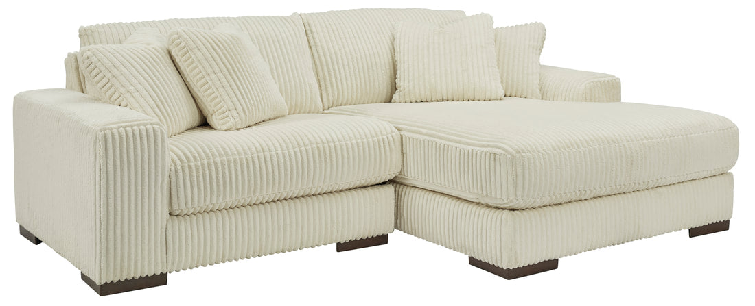 Plush Corduroy 3-Piece Sectional with Chaise (Ivory or Fog Gray)