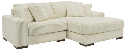 Plush Corduroy 3-Piece Sectional with Chaise (Ivory or Fog Gray)
