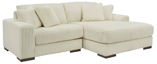 Plush Corduroy 3-Piece Sectional with Chaise (Ivory or Fog Gray)