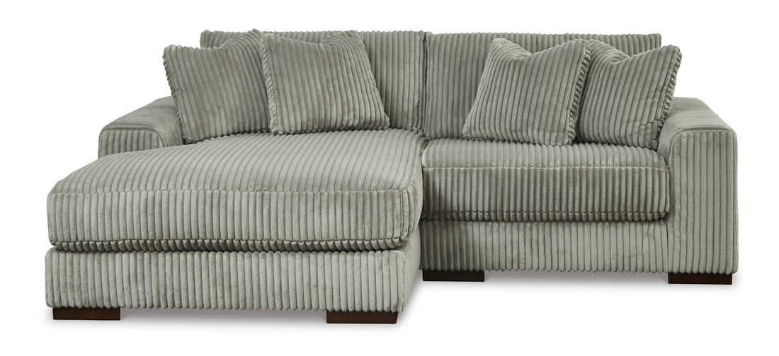 Plush Corduroy 3-Piece Sectional with Chaise (Ivory or Fog Gray)