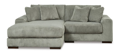 Plush Corduroy 3-Piece Sectional with Chaise (Ivory or Fog Gray)