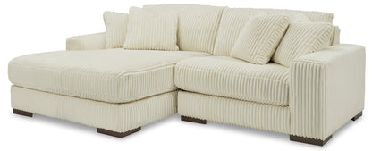 Plush Corduroy 3-Piece Sectional with Chaise (Ivory or Fog Gray)