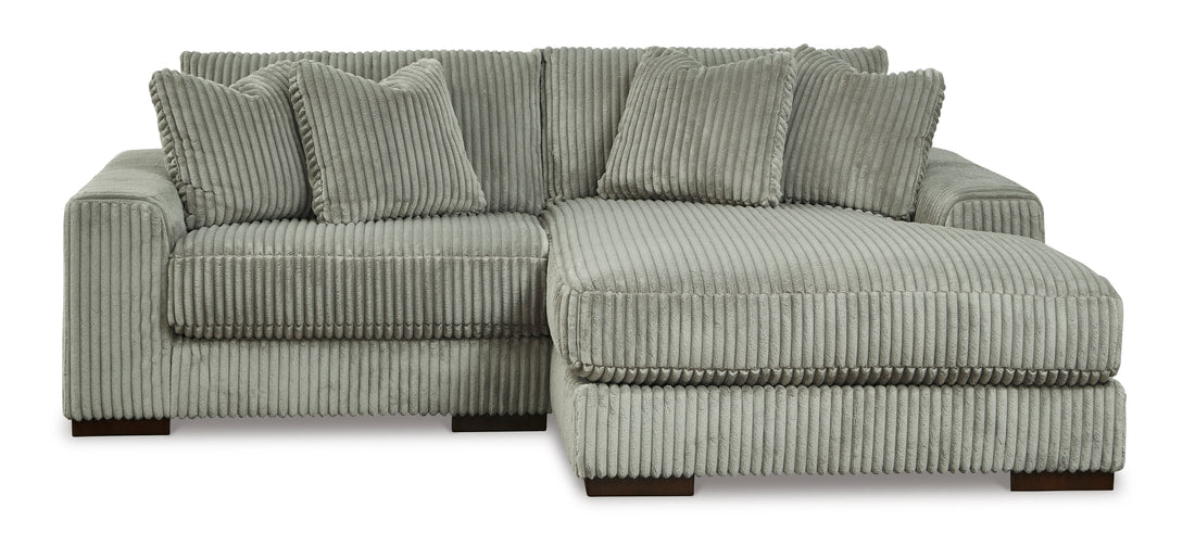 Plush Corduroy 3-Piece Sectional with Chaise (Ivory or Fog Gray)