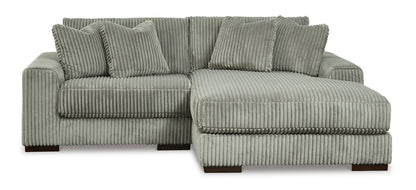 Plush Corduroy 3-Piece Sectional with Chaise (Ivory or Fog Gray)