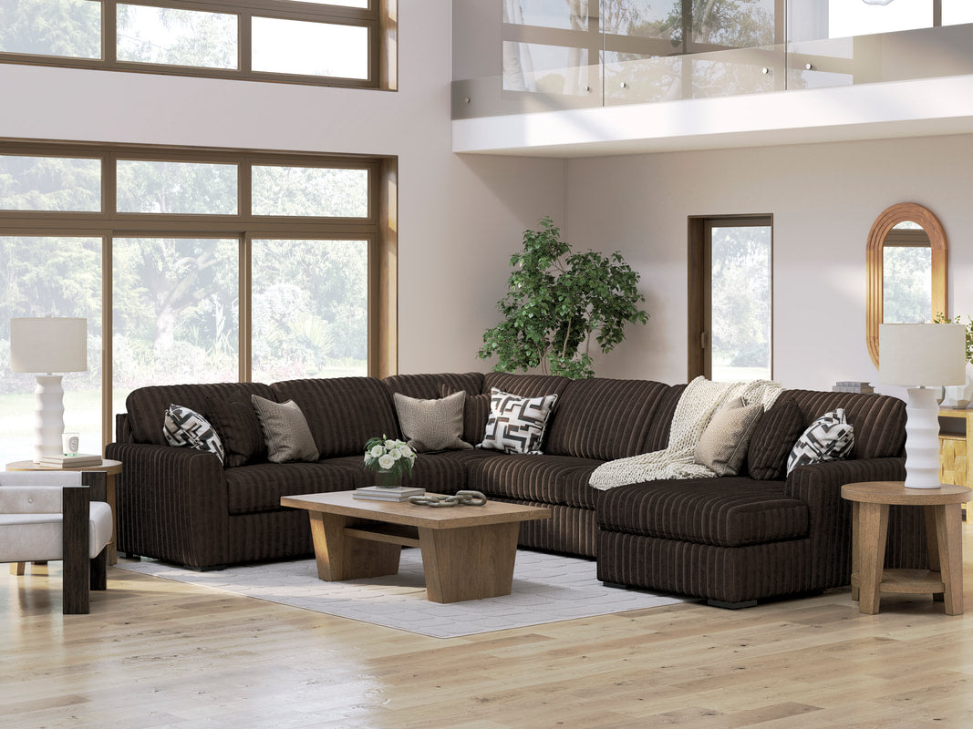 Chocolate Oversized Corduroy 4-Piece Sectional