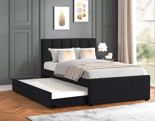 HH MAYA Platform Bed w/Trundle | Twin & Full | Black |