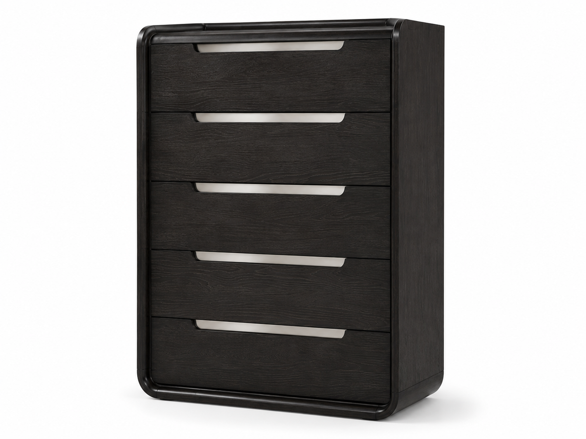 FoA Arclight Bedroom Set | 5PC Queen + Chest | Black / Light Gray |