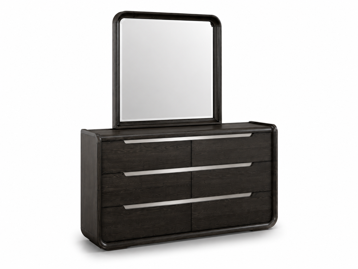 FoA Arclight Bedroom Set | 5PC Queen + Chest | Black / Light Gray |