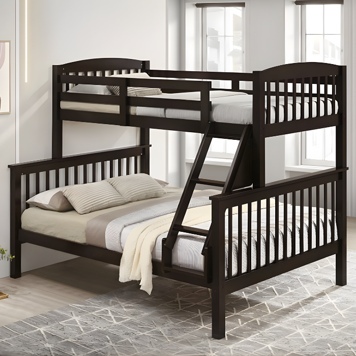 Twin Full Bunk Bed (Dark Walnut) #18AF