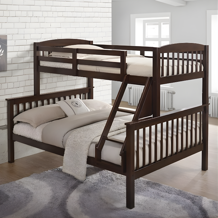 Twin Full Bunk Bed (Dark Cherry) #19AF