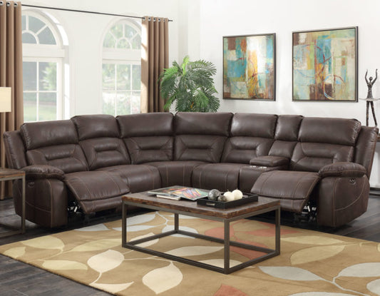 3-Piece Dual-Power Reclining Sectional, Saddle Brown SS