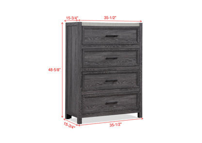 B4 Gray Panel Bedroom Set 5pcs