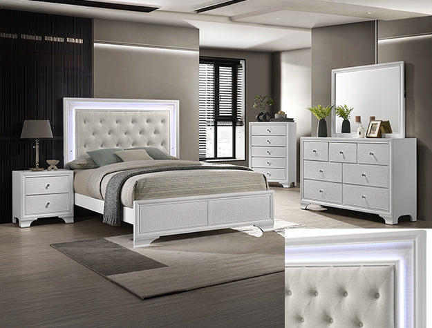 SETB4312 LYSSA BEDROOM OAT/FROST CM 5pcs set