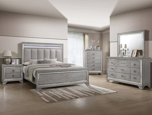 B18 Vail Gray LED Upholstered Panel Bedroom Set