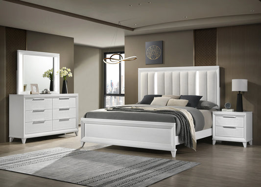 B11 5cs White Led upholdster bedroom set