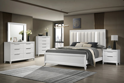 B11 5cs White Led upholdster bedroom set