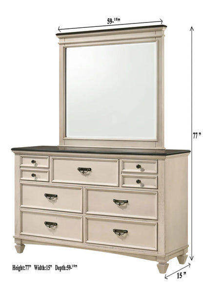 B9 5 pcs White/Brown Panel Bedroom Set